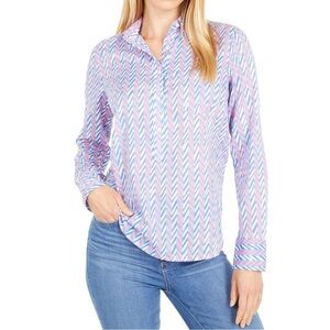 J. Crew The Classic Chevron Pink & Blue Button Down Top‎